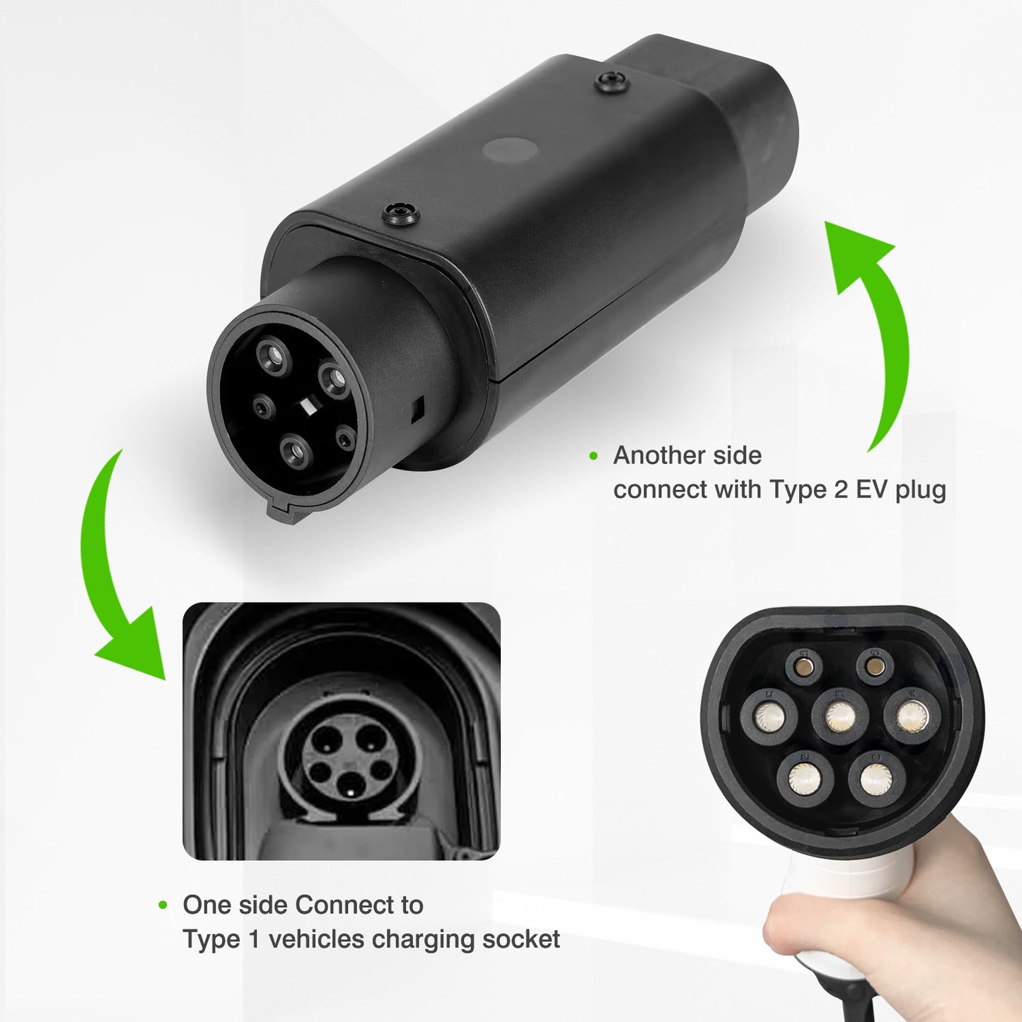 Type 1 to Type 2 EV Charging Adapter